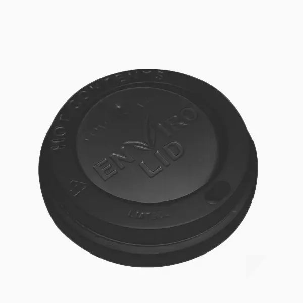 Black 8oz Compostable Hot Cup Lids (10x100)
