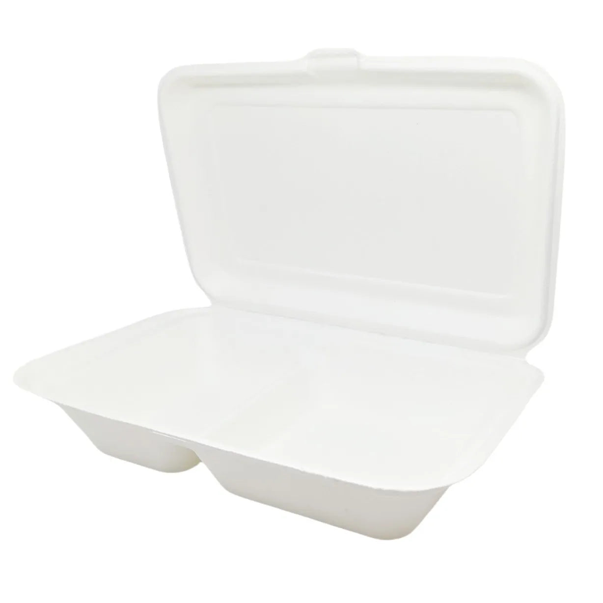 9"x6" Bagasse 2 Compartment Meal Box 1000ml (5x50)