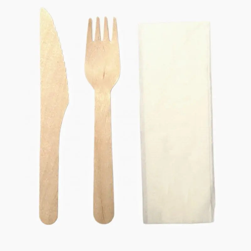 3 in 1 Wooden Cutlery Set - Fork, Knife and Napkin (20×50)