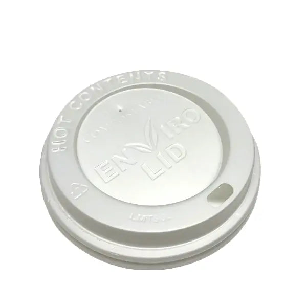 White 8oz Compostable Hot Cup Lids (10x100)