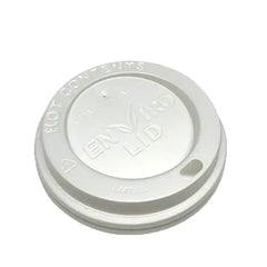 White 8oz Compostable Hot Cup Lids (10x100)